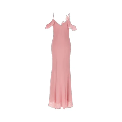 Ruffled Cold Shoulder Gown