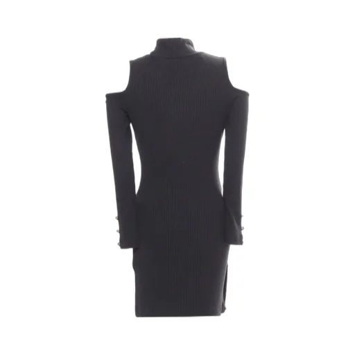 Monnalisa Long-Sleeved Cut-Out Detailed Ribbed Mini Dress