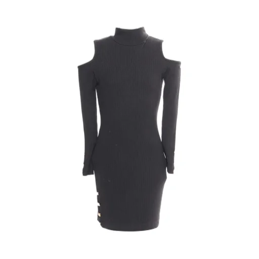 Monnalisa Long-Sleeved Cut-Out Detailed Ribbed Mini Dress