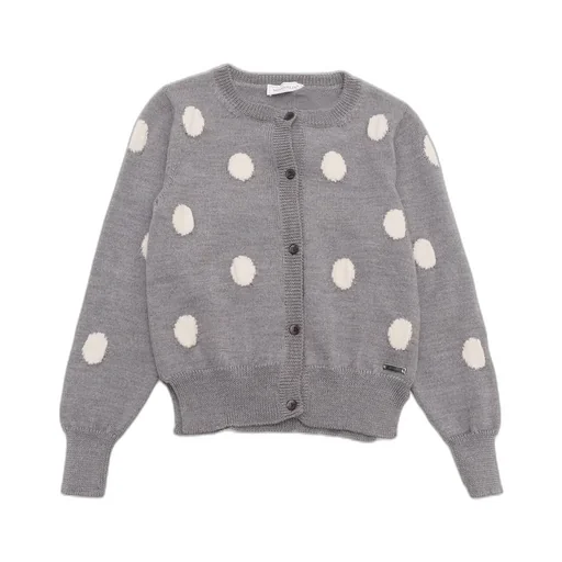 Monnalisa Logo Plaque Polka-Dot Cardigan