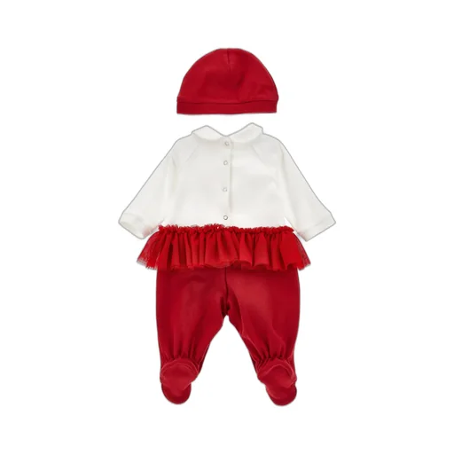 Monnalisa Logo Embroidered Ruffle-Detailed Babygrow Set