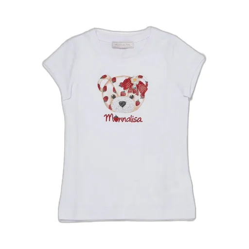 Monnalisa Embellished Teddy Bear Crewneck T-Shirt