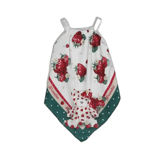 Monnalisa Strawberry-Printed Layered Casual Dress