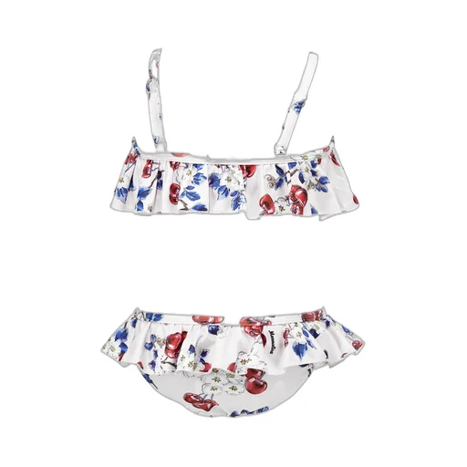 Monnalisa Floral-Printed Ruffled Stretched Bikini Set