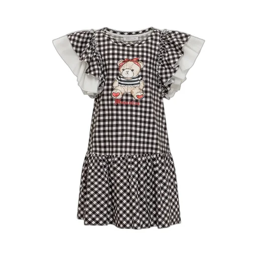 Monnalisa Crewneck Checked Dress