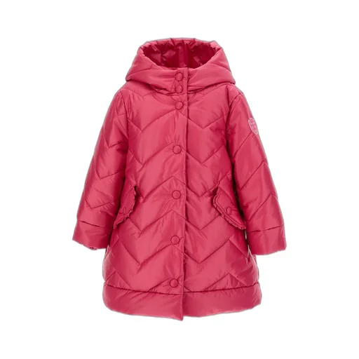 Monnalisa Logo Patch Quilted Hooded Down Jacket