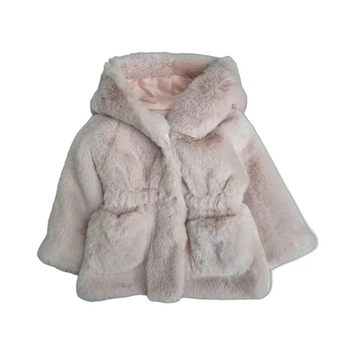 Monnalisa Faux-Fur Long-Sleeved Hooded Coat