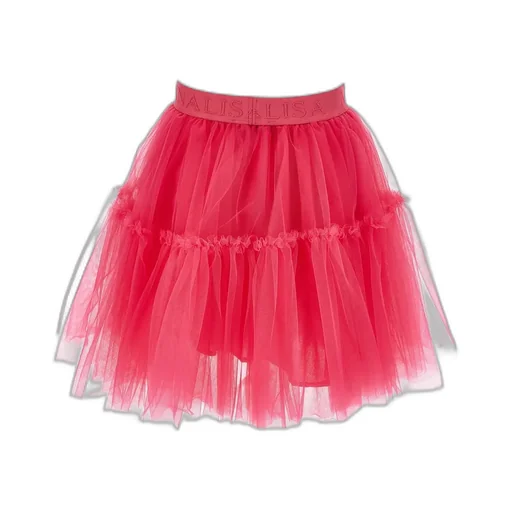 Monnalisa Logo-Waistband Tiered Tulle Overlay Skirt