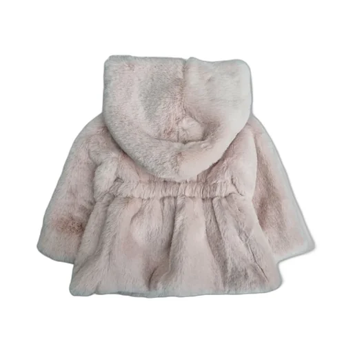 Monnalisa Faux-Fur Long-Sleeved Hooded Coat