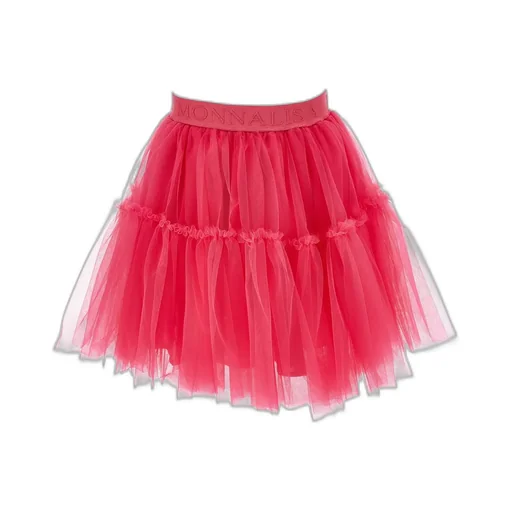 Monnalisa Logo-Waistband Tiered Tulle Overlay Skirt
