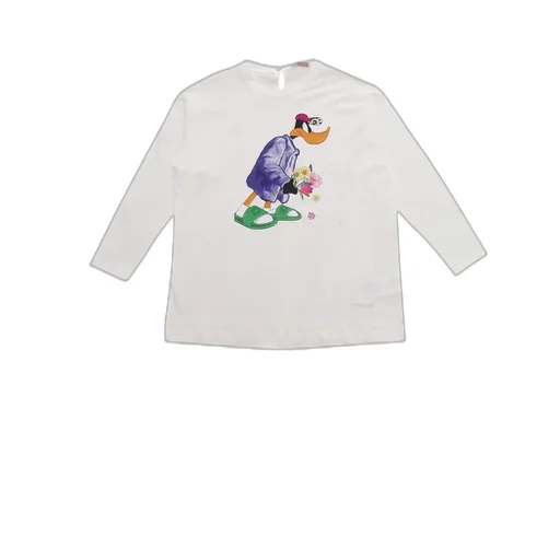 Monnalisa Daffy Ducky-Printed Long-Sleeved T-Shirt