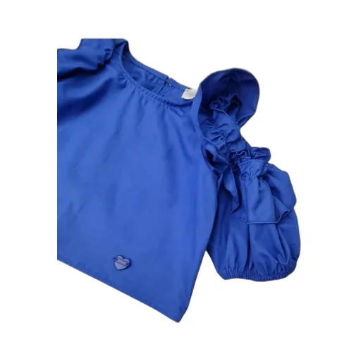Monnalisa Round-Neck Ruffled Cut-Out Top