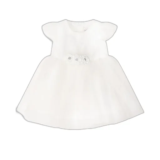 Monnalisa Floral Patch Tulle Flared Dress