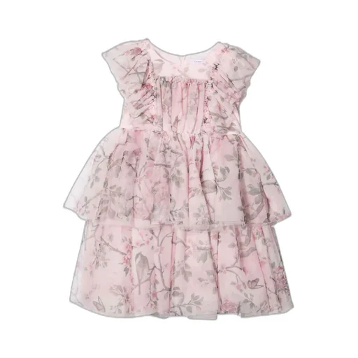 Monnalisa Floral Printed Ruffled Dress