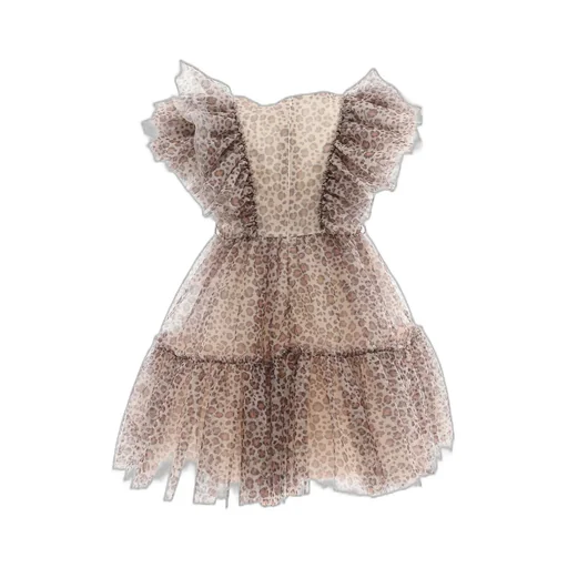 Monnalisa Embellished-Belt Tulle Dress