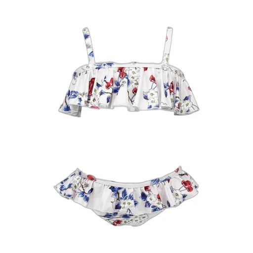 Monnalisa Floral-Printed Ruffled Stretched Bikini Set