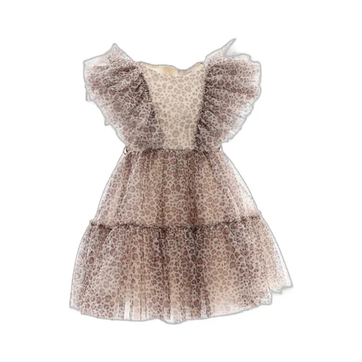 Monnalisa Embellished-Belt Tulle Dress
