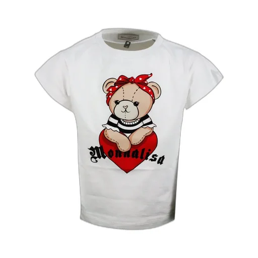 Monnalisa Teddy Bear-Printed Crewneck T-Shirt