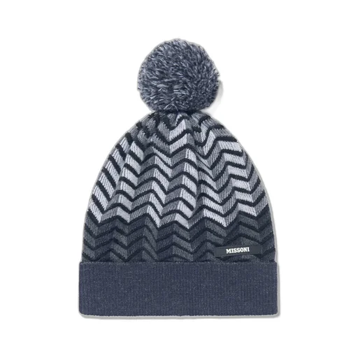 Missoni Kids Zigzag Woven Pompom Detailed Beanie