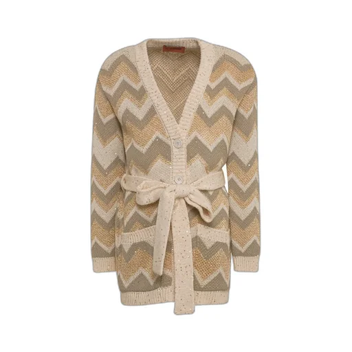 Missoni Kids Zigzag Belted Knitted Cardigan