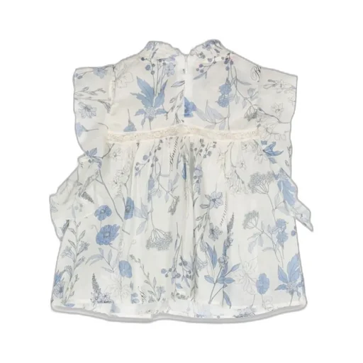 Miss Blumarine Floral Ruffle Top