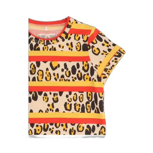 Mini Rodini Leopard Printed Striped T-Shirt