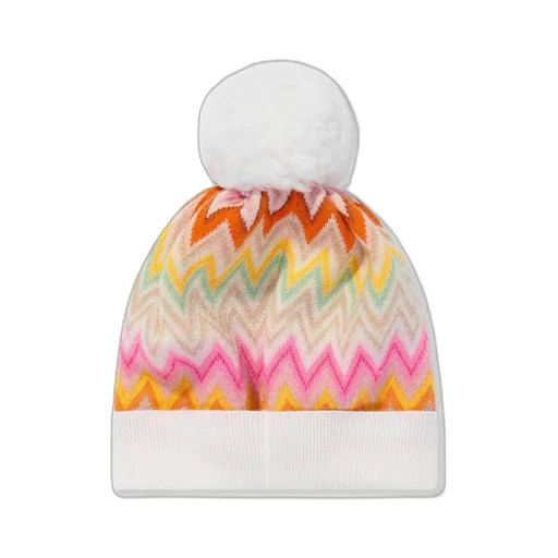 Missoni Kids Zigzag Woven Pompom Detailed Beanie