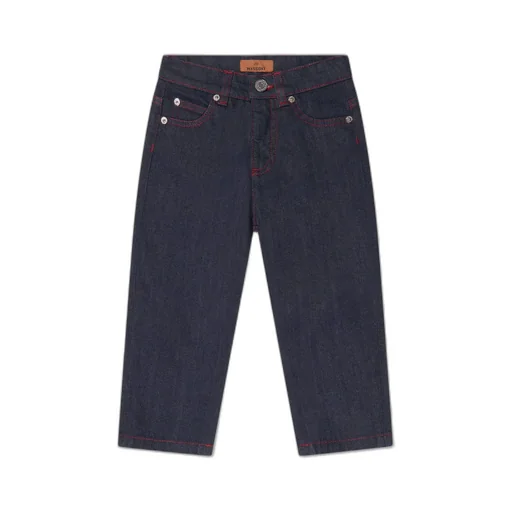 Missoni Kids Logo Embroidered Contrast Stitch Jeans
