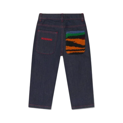 Missoni Kids Logo Embroidered Contrast Stitch Jeans