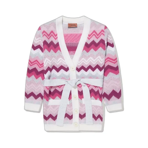 Missoni Kids Zig-Zag Knitted Tied Waist Cardigan