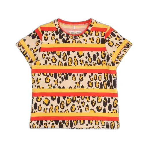 Mini Rodini Leopard Printed Striped T-Shirt