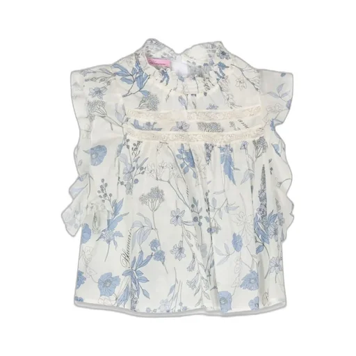 Miss Blumarine Floral Ruffle Top