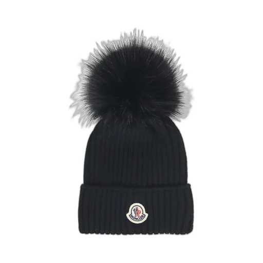 Moncler Enfant Faux Fur Pom Pom Beanie
