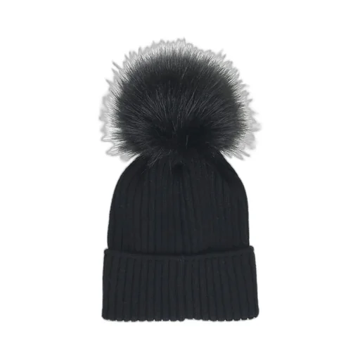 Moncler Enfant Faux Fur Pom Pom Beanie