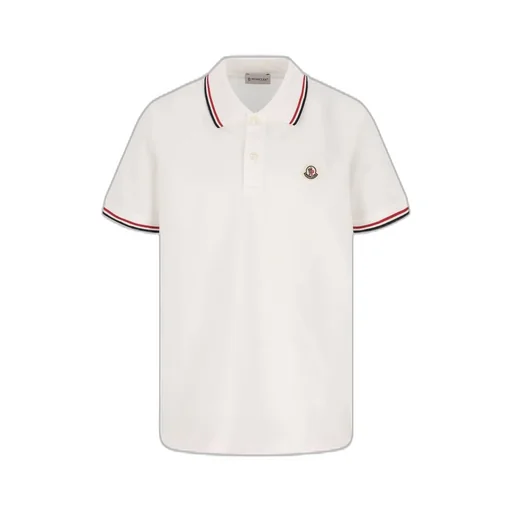 Moncler Enfant Logo Patch Strip-Trim Polo Shirt