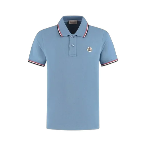Moncler Enfant Logo Patch Strip-Trim Polo Shirt