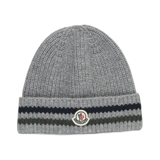 Moncler Enfant Loog Patch Striped Beanie