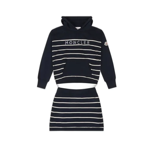 Moncler Enfant Striped Knit Hooded Two-Piece Set