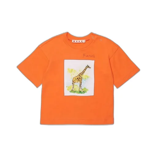 Marni Kids Giraffe-Printed Crewneck T-Shirt