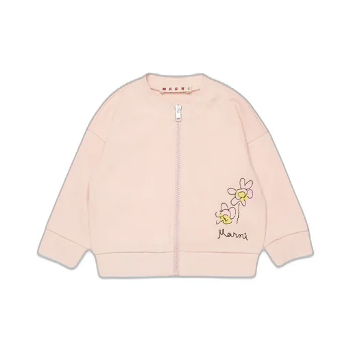 Marni Kids Logo Embroidered Zipped Sweatshirt