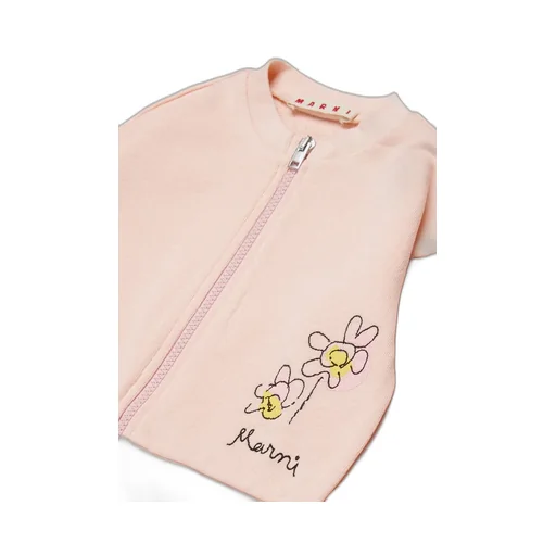 Marni Kids Logo Embroidered Zipped Sweatshirt