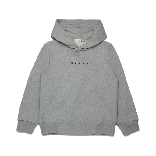 Marni Kids Logo Printed Straight Hem Hoodie