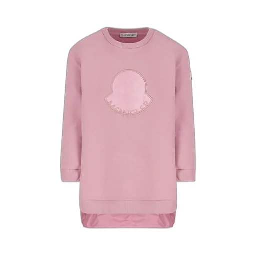 Moncler Enfant Logo Embroidered Curved Hem Dress