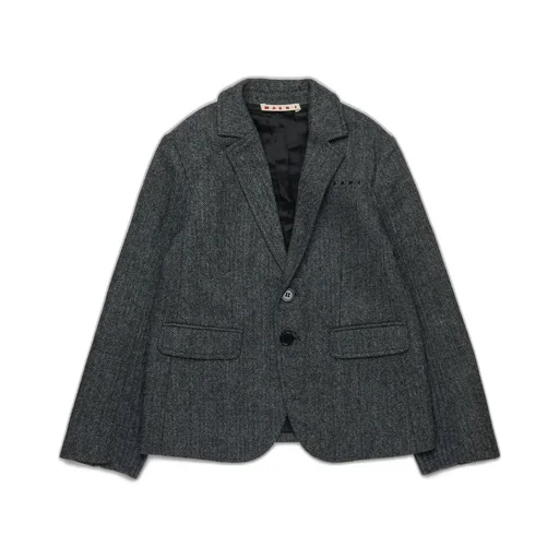 Marni Kids Herringbone Patterned Single-Breasted Blazer