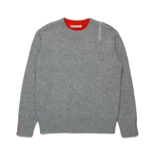 Marni Kids Logo Intarsia-Knit Two-Tone Jumper