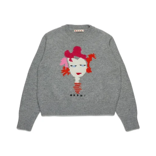 Marni Kids Flower Intarsia-Knit Jumper
