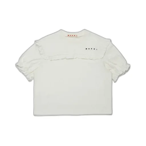 Marni Kids Logo-Embroidered Ruffled T-Shirt