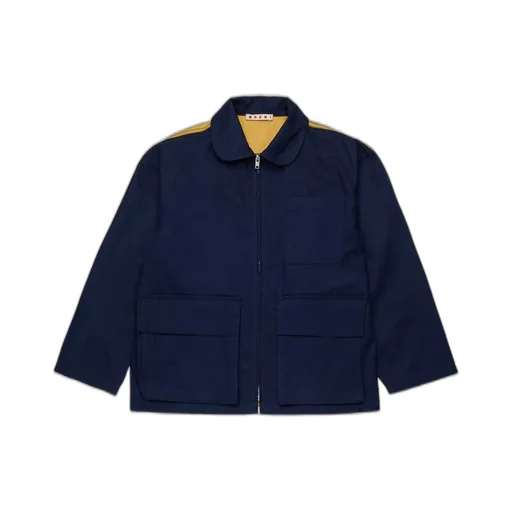 Marni Kids Logo Embroidered Two-Tone Zipped Jacket