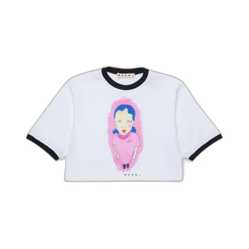 Marni Kids Graphic Printed Crewneck Cropped T-Shirt