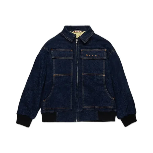 Marni Kids Logo Embroidered Denim Jacket